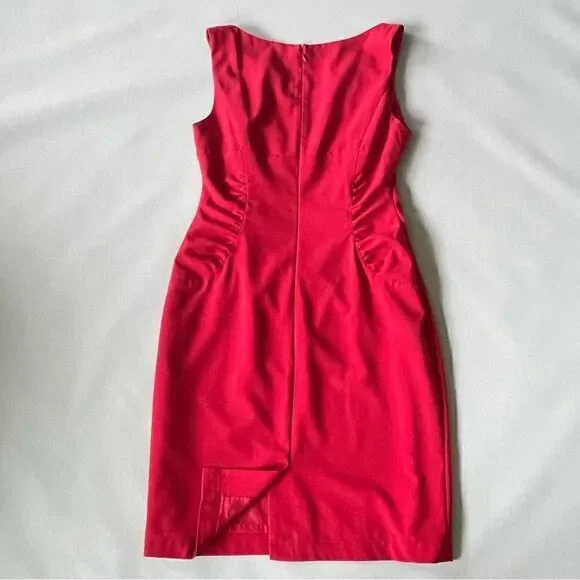 Sharagano Vintage RED Sleeveless Sexy Ruched Dress Women’s Size 10 - Picture 9 of 12